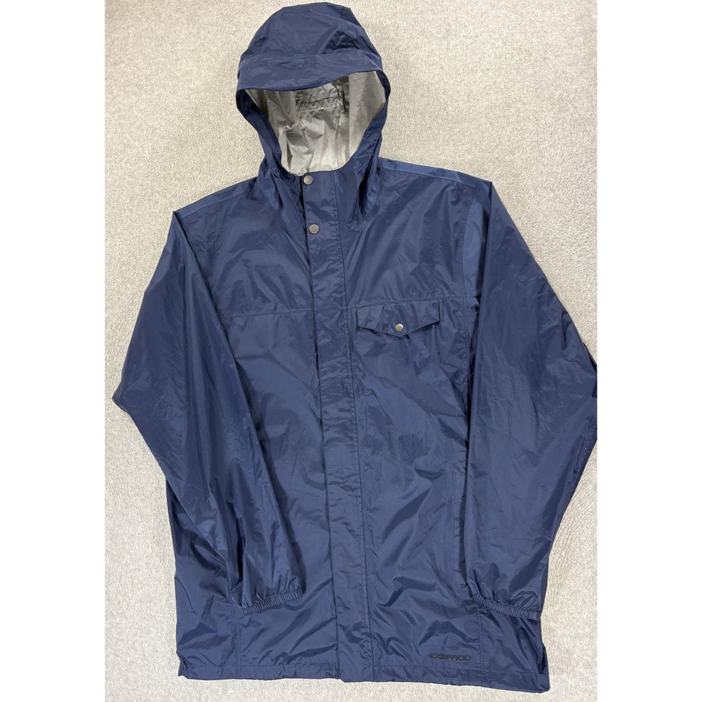 ExOfficio (Men's Large) ‎ Navy Hooded Rain Jacket Waterproof Travel Shell